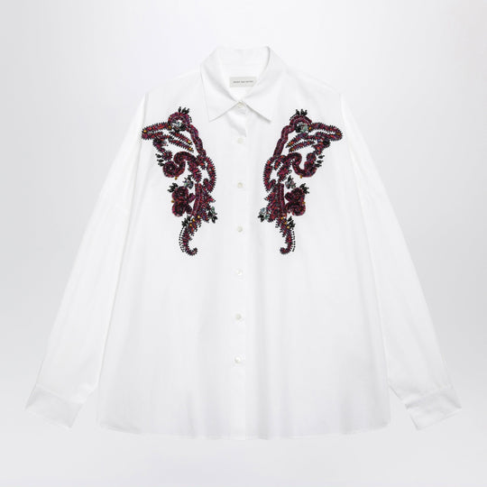 White Embroidered Cotton Shirt