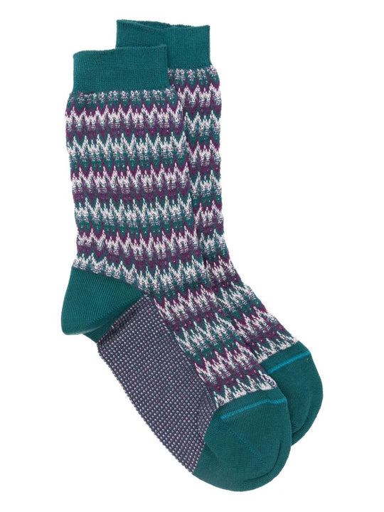 Zig-Zag Pattern Calf Socks