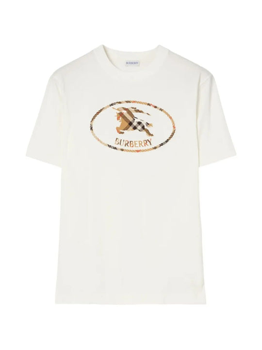 Check Knight Stamp Cotton T-Shirt