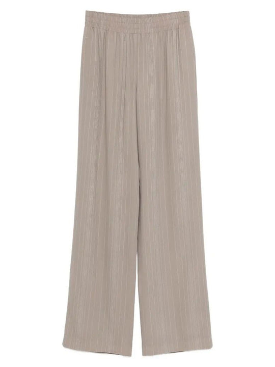 Pinstripe Motif And Elasticated Waist Wool Blend Pants