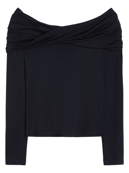 Wool Off-The-Shoulder Draped Top