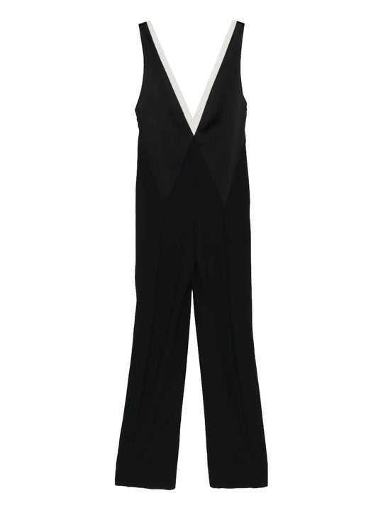 Contrast V-Neck Jumpsuit