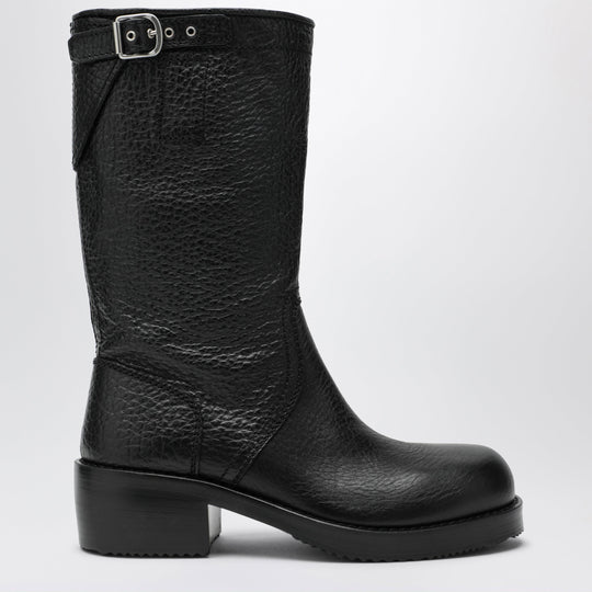 Black Leather Biker Boots