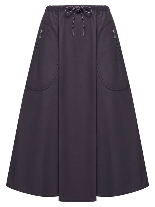 Utility Midi Skirt With Contrasting Drawstring Tie And Pockets