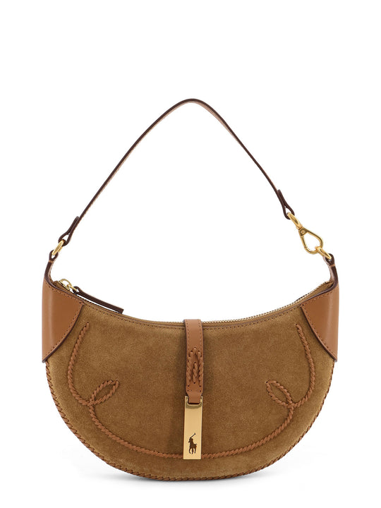 Suede Shoulder Bag With Leather Inserts