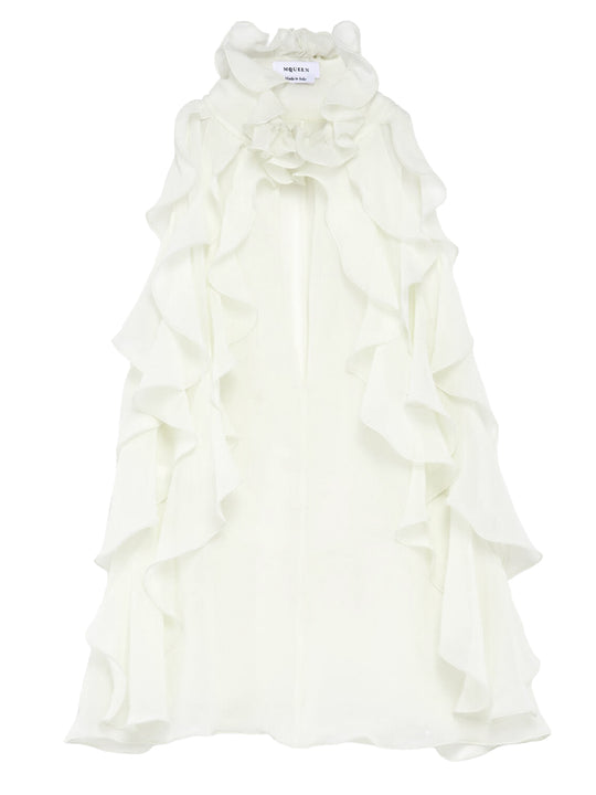 Women`S Ruffled Top In Cream