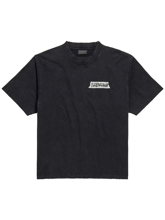 Women`S Masking Tape T-Shirt Medium Fit In Faded Black