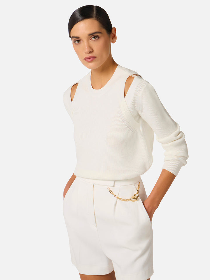 Elisabetta Franchi Round neck - White | 0a8191d8d8b6f2c0cb1855f0f8dc94deb9d61701