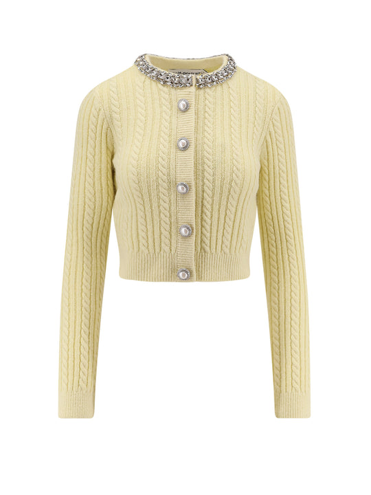 Wool Blend Cardigan With Rhinestones