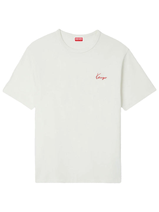 `Kenzo Archive Rose` Embroidered Outlined Cotton T-Shirt