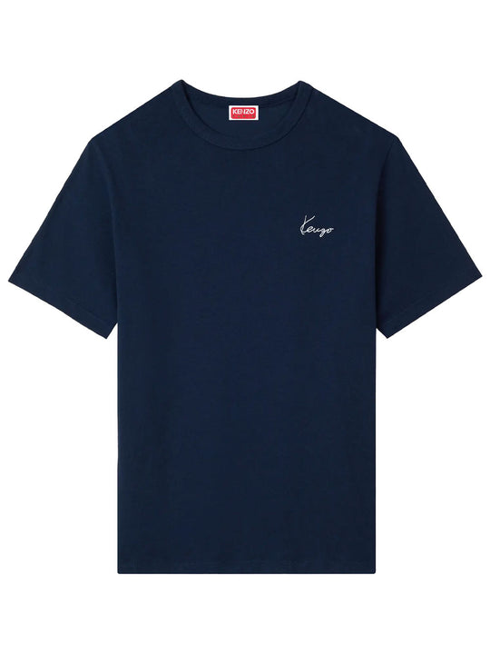 `Kenzo Archive Rose` Embroidered Outlined Cotton T-Shirt