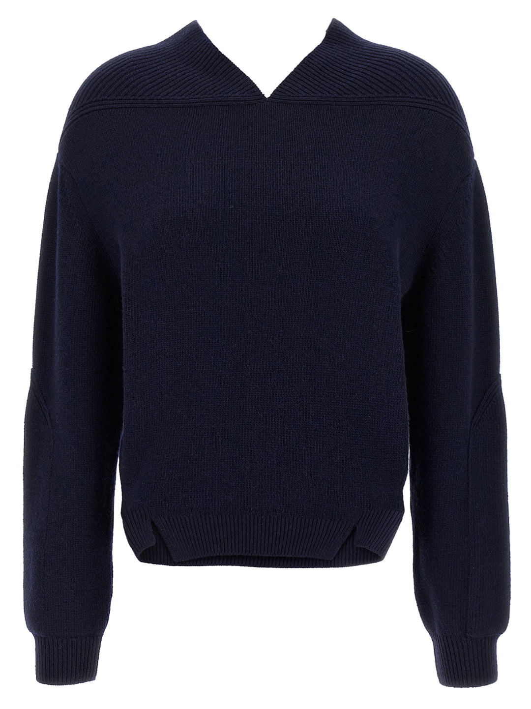 Victoria Beckham V-Neck Yoke Detail Sweaters and Cardigans - Blue | 65a1cf103c807440fc75336965a4b77196b7cb51