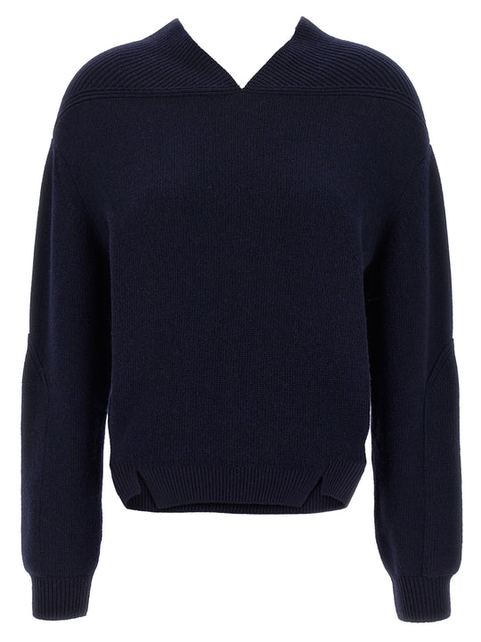 V-Neck Yoke Detail Sweaters And Cardigans Blue