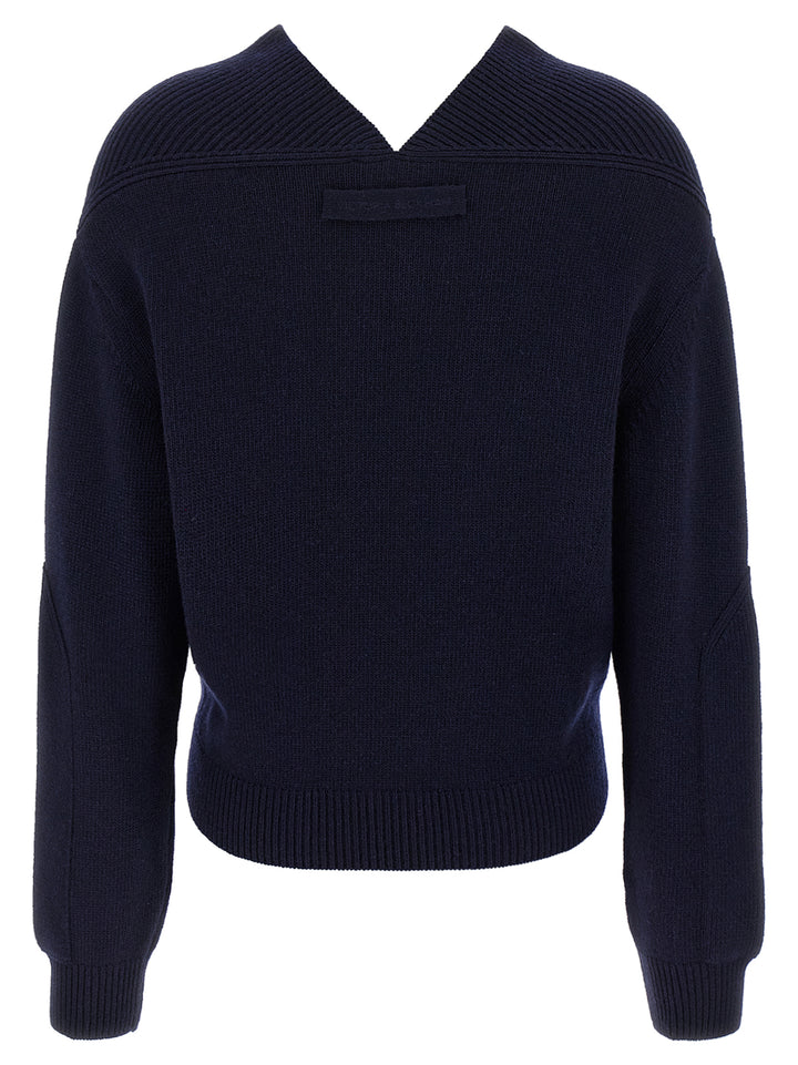 Victoria Beckham V-Neck Yoke Detail Sweaters and Cardigans - Blue | a34b55b8e8bc5a6215ef395addc7e20c391b8847