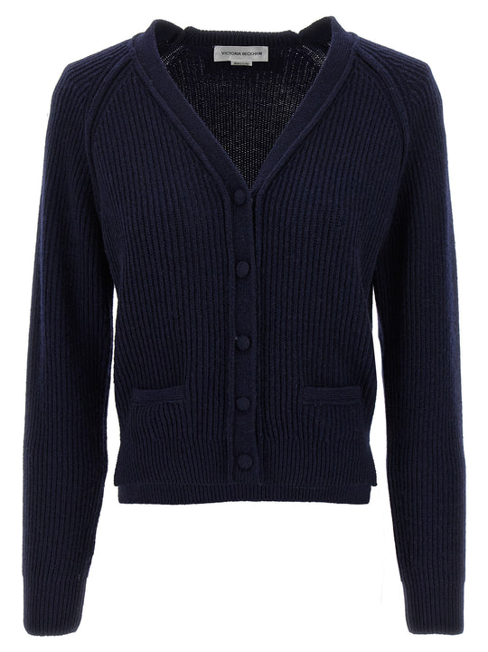 Stepped Hem Sweaters And Cardigans Blue