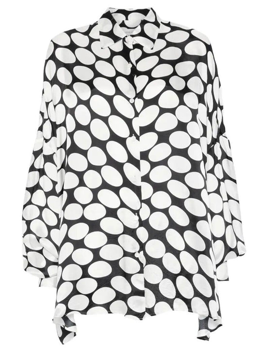 Casia Viscose Shirt With Large Polka Dot-Motif