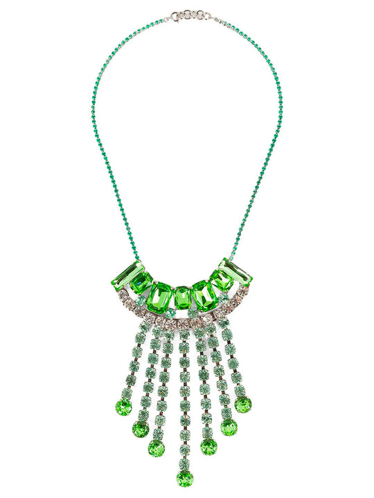 Statement Brass Necklace With Strass Charms