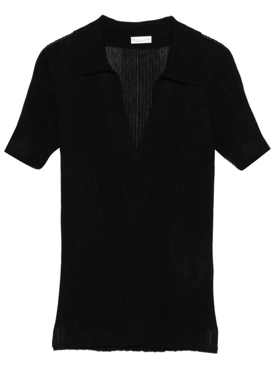 Contrast-Stitch Ribbed Polo