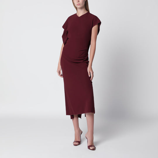Victoria Stretch Cady Ankle-Length Dress In Cinnabar Red