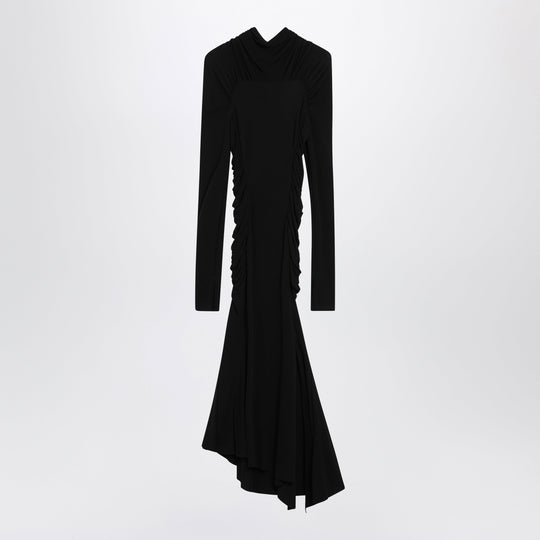 Black Midi High-Neck Dress In Viscose