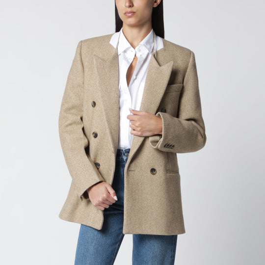 Beatrice Double-Breasted Jacket In Camel Wool