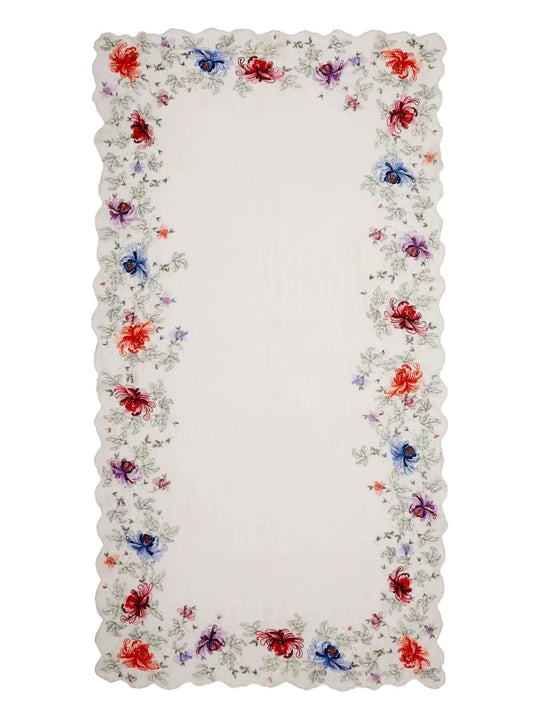 Primrose Wool Stole With Floral Embroidery