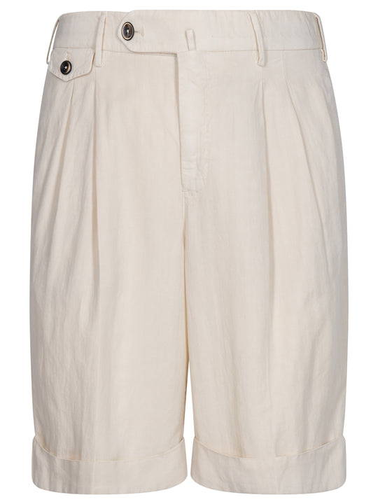 Linen Blend Pleated Shorts