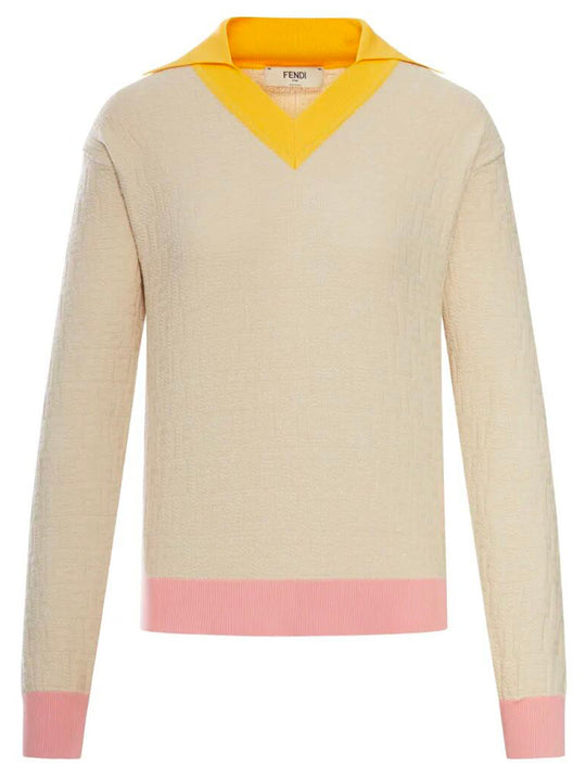 Light Beige Cotton And Silk Sweater
