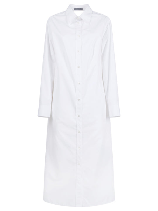 Draped Back Cotton Poplin Dress
