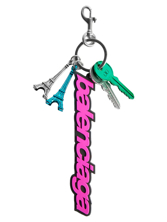 Biker Balenciaga Charm/Keychain In Pink/Black