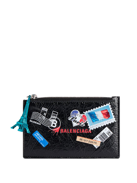 Men`S Cash Large Long Coin And Card Holder In Black/Multicolor