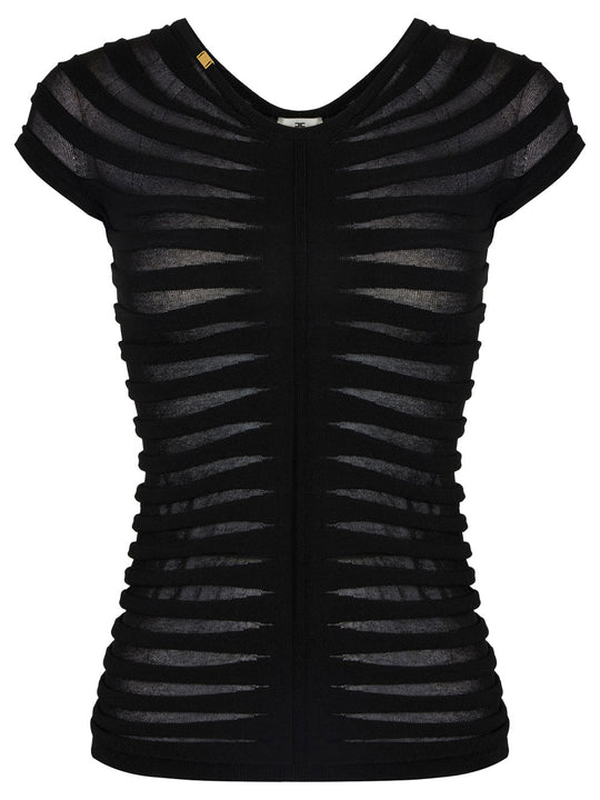 Fan Pattern Cotton Thread And Viscose Top