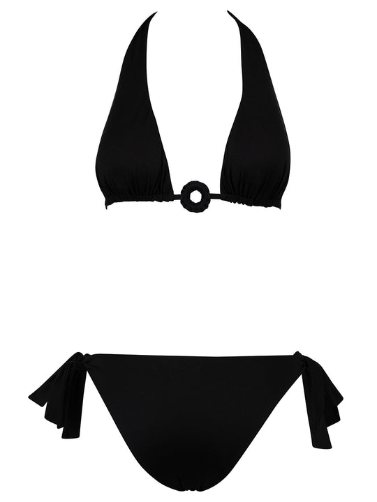 Ruffled Triangle Bikini With Ring