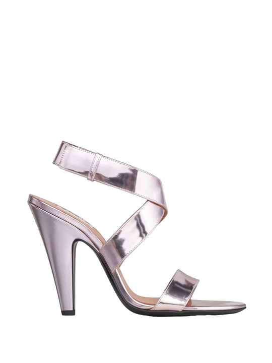 Cone Sandals In Mirror-Effect Calfskin