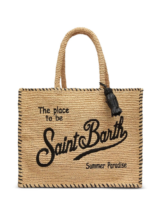 Colette Raffia Bag With Embroidered Logo