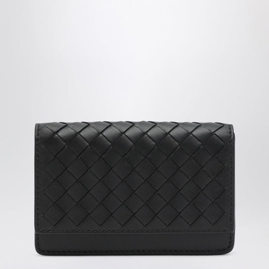 Small Black Intrecciato Continental Wallet