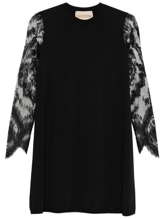 Lace-Sleeve Mini Dress