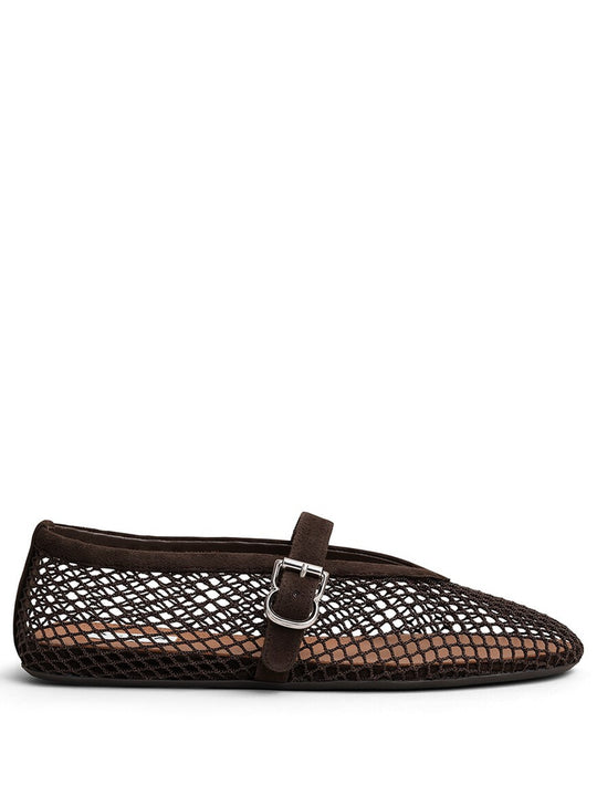 Suede Ballet Flats In Fishnet