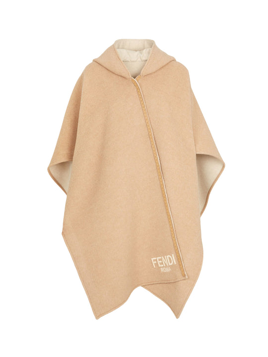 Wool And Cashmere Poncho With Leather Profiles