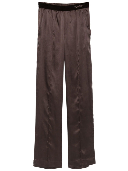 Peach-Feel Silk Satin Pj Pants