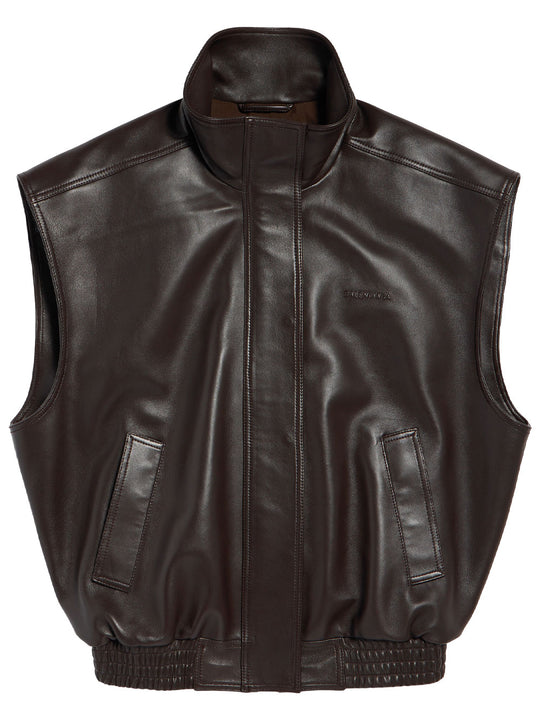 Sleeveless Blouson In Shiny Soft Lambskin