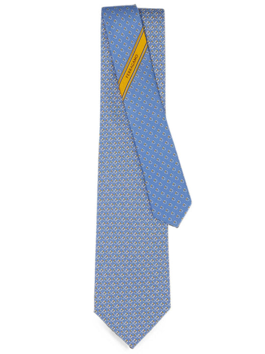 Square Gancini Print Silk Tie