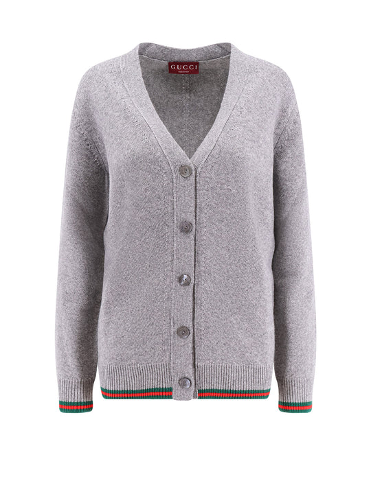 Wool And Cashmere Cardigan With Web Detail