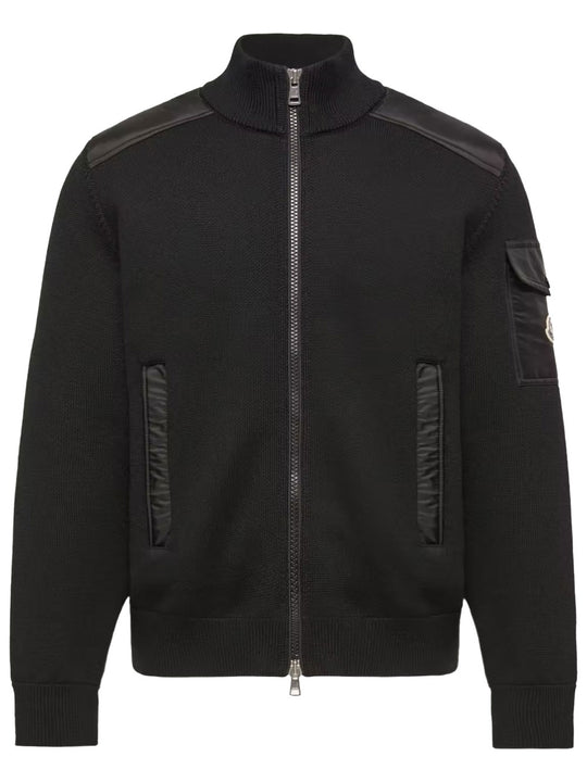 Padded Wool Zip-Up Cardigan