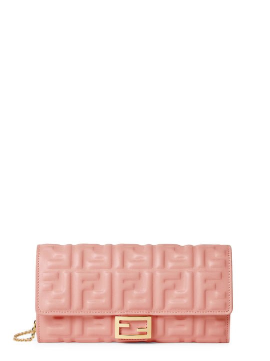 Continental With Chain Baguette Leather Crossbody Bag