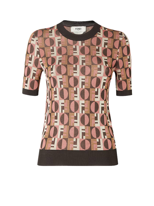 Viscose Sweater With Optical Fendi Motif