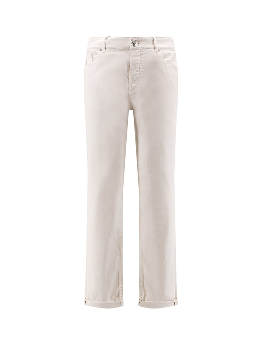 Traditional Fit White Denim Trousers