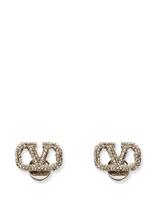 Vlogo Signature Earrings With Rhinestones