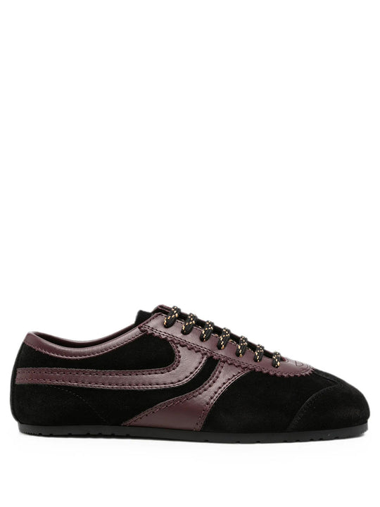 Suede Sneakers With Leather Inserts