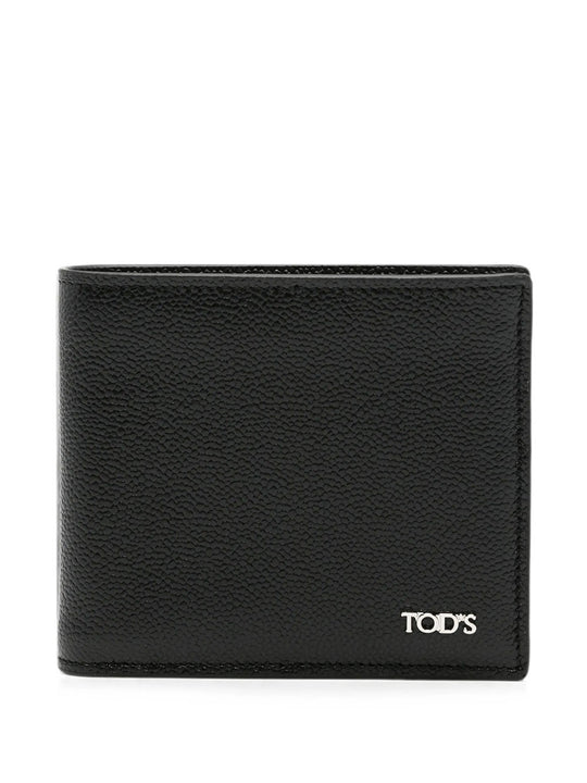 Logo Plaque Grained Leather Bi-Fold Wallet